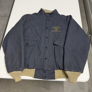 Vintage western rattlers brand Bomber Jacket Blue Canvas Mens M ducks unlimited